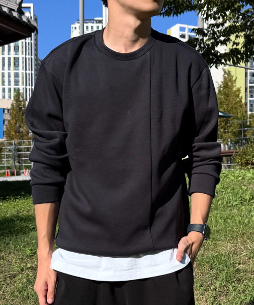 MINDBRIDGE（マインドブリッジ）の「[ON]ドゥグッド_SMARTオーバーサイズスウェット - 3カラー（スウェット・メンズ・ブラック/アイボリー/チャコール・100/110/95/105）」の4枚目の写真