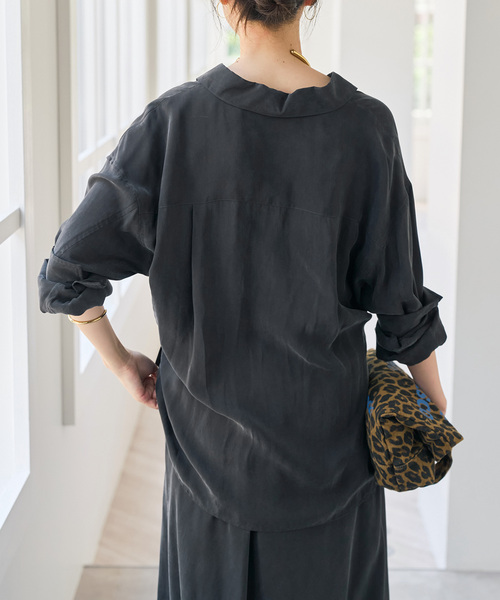 Spick & Span(スピックアンドスパン)の「フィブリルキュプラオーバーシャツ(シャツ/ブラウス・レディース・ベージュ/ブラック系その他・FREE)」の11枚目の写真