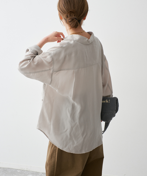 Spick & Span(スピックアンドスパン)の「フィブリルキュプラオーバーシャツ(シャツ/ブラウス・レディース・ベージュ/ブラック系その他・FREE)」の14枚目の写真