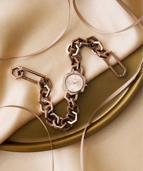 OLIVIA BURTON(オリビアバートン)の「「OLIVIA BURTON/オリビアバートン」シグネチャー - 18mm ヘックスリンク ミニ ゴールド サンレイ ブレスレット(アナログ腕時計・レディース・イエローゴールド/ピンクゴールド・FREE)」の2枚目の写真
