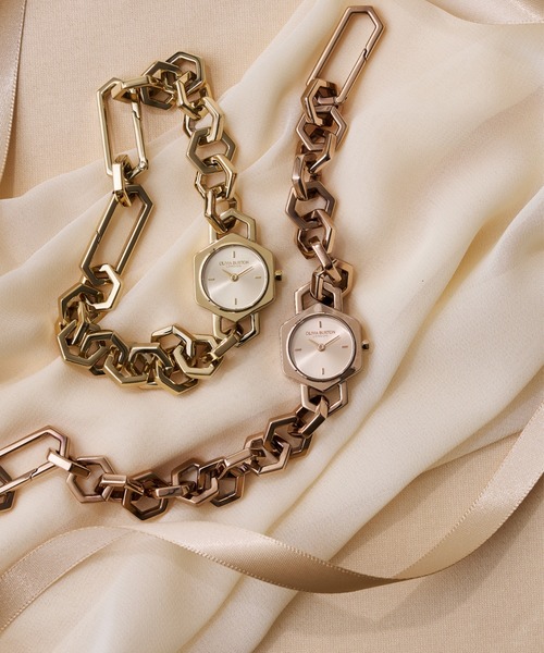 OLIVIA BURTON(オリビアバートン)の「「OLIVIA BURTON/オリビアバートン」シグネチャー - 18mm ヘックスリンク ミニ ゴールド サンレイ ブレスレット(アナログ腕時計・レディース・イエローゴールド/ピンクゴールド・FREE)」の11枚目の写真