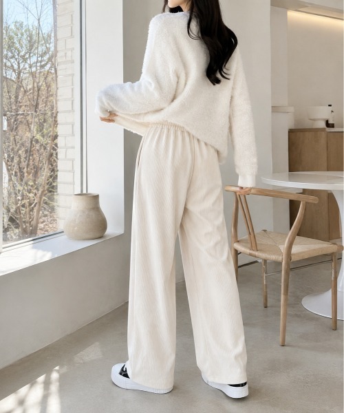 Mku Ekta(ムクエクタ)の「ウエストゴムドロストイージーコーデュロイパンツ(スウェットパンツ・レディース・ブラック/アイボリー・L/M)」の11枚目の写真