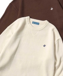 BEVERLY HILLS POLO CLUB/ビバリーヒルズポロクラブ オーバーサイズ ニット ロゴ ワンポイント刺繍 クルーネック セーター/レディース メンズ