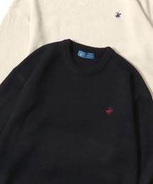 BEVERLY HILLS POLO CLUB/ビバリーヒルズポロクラブ オーバーサイズ ニット ロゴ ワンポイント刺繍 クルーネック セーター/レディース メンズ