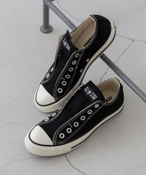 CONVERSE(コンバース)の「CONVERSE コンバース ALL STAR SLIP N OX オールスター スリップ スニーカー(スニーカー・レディース・ブラック/ホワイト・25.0cm/26.5cm/27.0cm/26.0cm/23.0cm/22.5cm/25.5cm/24.5cm/24.0cm/23.5cm)」の1枚目の写真