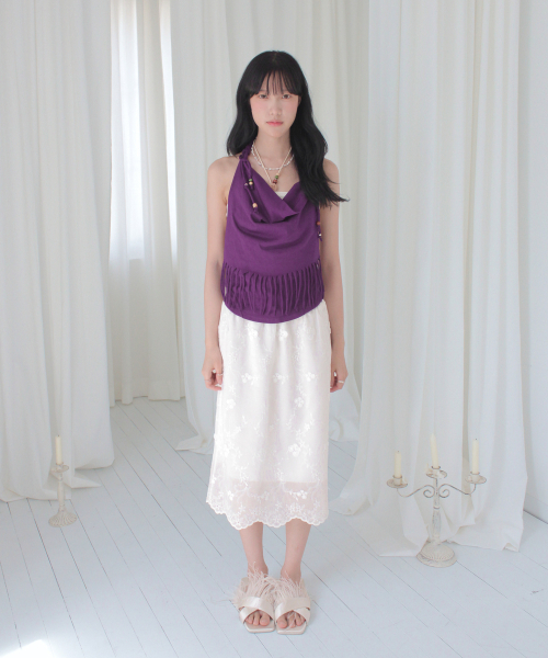 RUBATI(ルバティ)の「ANITA LO フリンジカウルホルターネックノースリーブビーズトップ_プラムパープル(Tシャツ/カットソー・レディース・その他・1/2)」の5枚目の写真