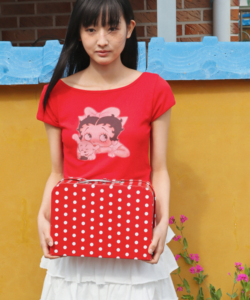 RONRON(ロンロン)の「BETTY BOOP RIBBON BOAT NECK T SHIRT RED(Tシャツ/カットソー・レディース・その他・FREE)」の3枚目の写真