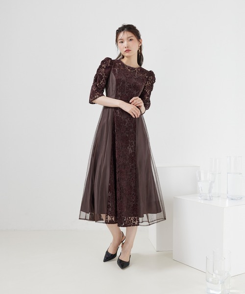 Kana(カナ)の「モールレースサイドチュールAラインワンピースドレス パーティー 結婚式 お呼ばれ オケージョン(ドレス・レディース・ブラック/グレー/パープル・M)」の14枚目の写真