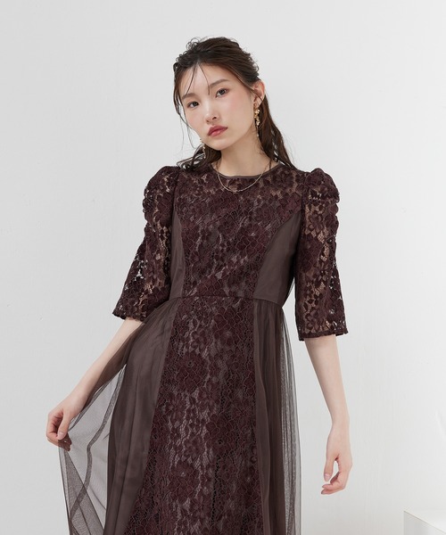 Kana(カナ)の「モールレースサイドチュールAラインワンピースドレス パーティー 結婚式 お呼ばれ オケージョン(ドレス・レディース・ブラック/グレー/パープル・M)」の22枚目の写真