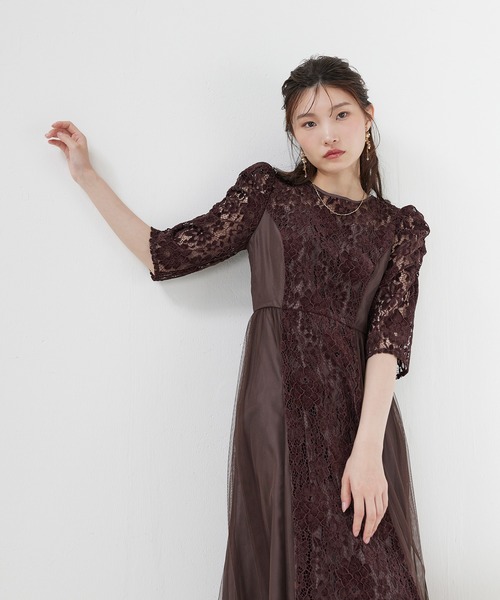 Kana(カナ)の「モールレースサイドチュールAラインワンピースドレス パーティー 結婚式 お呼ばれ オケージョン(ドレス・レディース・ブラック/グレー/パープル・M)」の13枚目の写真