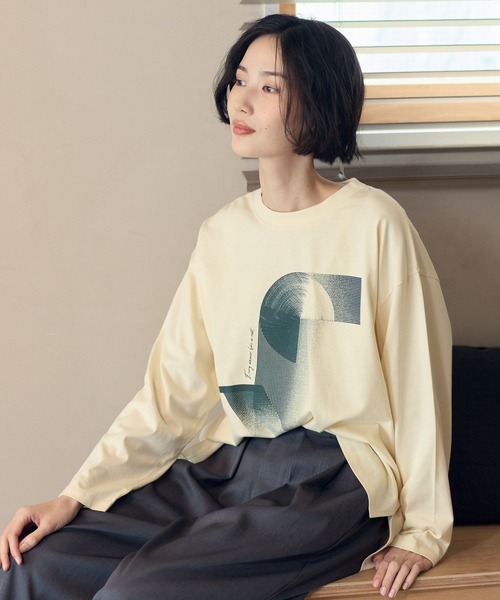 studio CLIP(スタディオクリップ)の「【daily CLIP】MATHモチーフ長袖Tシャツ(Tシャツ/カットソー・レディース・チャコール/オフホワイト/イエロー・FREE)」の3枚目の写真