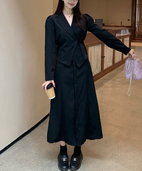 Kuroba(クロバ)の「2点セットアップ 長袖テーラードジャケット&ロングスカート(セットアップ・レディース・ブラック/グレー・M/L)」の16枚目の写真