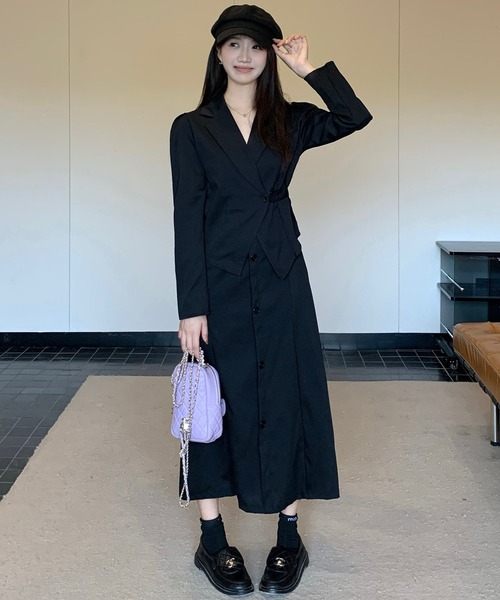 Kuroba(クロバ)の「2点セットアップ 長袖テーラードジャケット&ロングスカート(セットアップ・レディース・ブラック/グレー・M/L)」の18枚目の写真