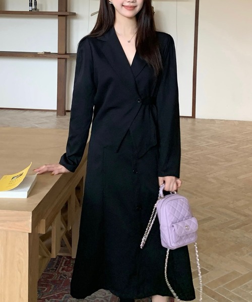 Kuroba(クロバ)の「2点セットアップ 長袖テーラードジャケット&ロングスカート(セットアップ・レディース・ブラック/グレー・M/L)」の21枚目の写真