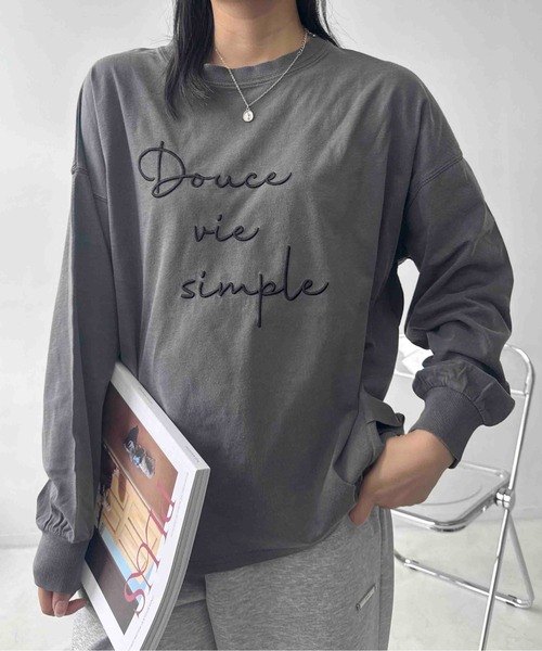 AS KNOW AS plus(アズノゥアズプラス)の「☆アソート刺繍デザイン サイドタックロンT(Tシャツ/カットソー・レディース・グレー系/グリーン系/アイボリー系/ベージュ系・FREE)」の2枚目の写真
