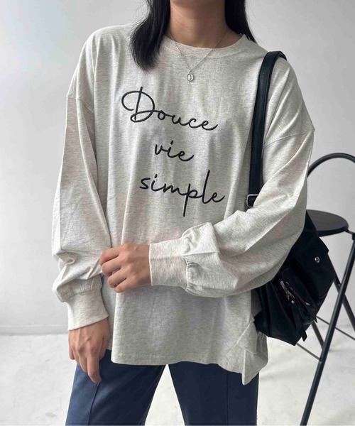 AS KNOW AS plus(アズノゥアズプラス)の「☆アソート刺繍デザイン サイドタックロンT(Tシャツ/カットソー・レディース・グレー系/グリーン系/アイボリー系/ベージュ系・FREE)」の3枚目の写真