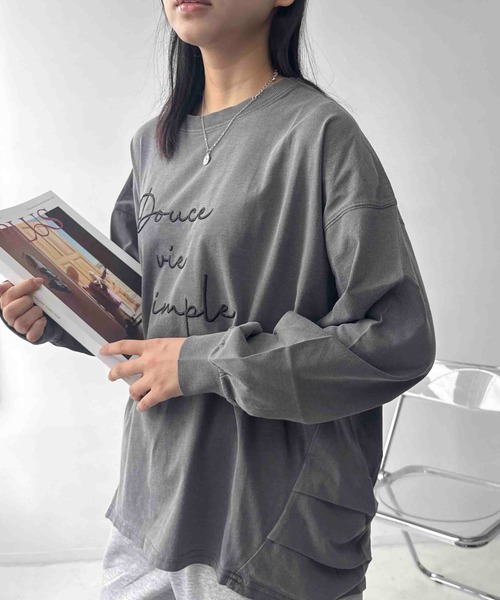 AS KNOW AS plus(アズノゥアズプラス)の「☆アソート刺繍デザイン サイドタックロンT(Tシャツ/カットソー・レディース・グレー系/グリーン系/アイボリー系/ベージュ系・FREE)」の14枚目の写真