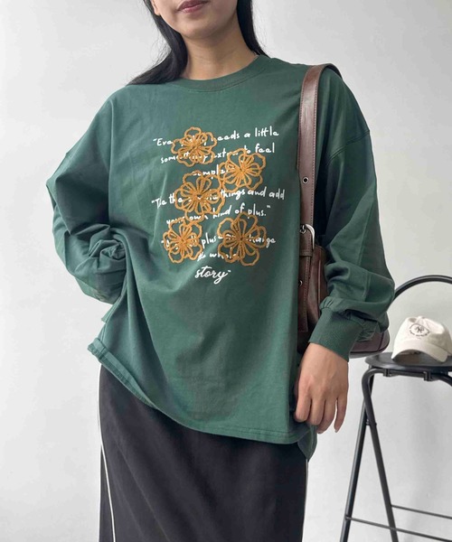 AS KNOW AS plus(アズノゥアズプラス)の「☆アソート刺繍デザイン サイドタックロンT(Tシャツ/カットソー・レディース・グレー系/グリーン系/アイボリー系/ベージュ系・FREE)」の18枚目の写真