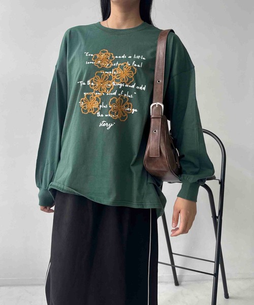 AS KNOW AS plus(アズノゥアズプラス)の「☆アソート刺繍デザイン サイドタックロンT(Tシャツ/カットソー・レディース・グレー系/グリーン系/アイボリー系/ベージュ系・FREE)」の19枚目の写真