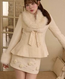 【Belle Charme】Knit Flower Tweed Skirt