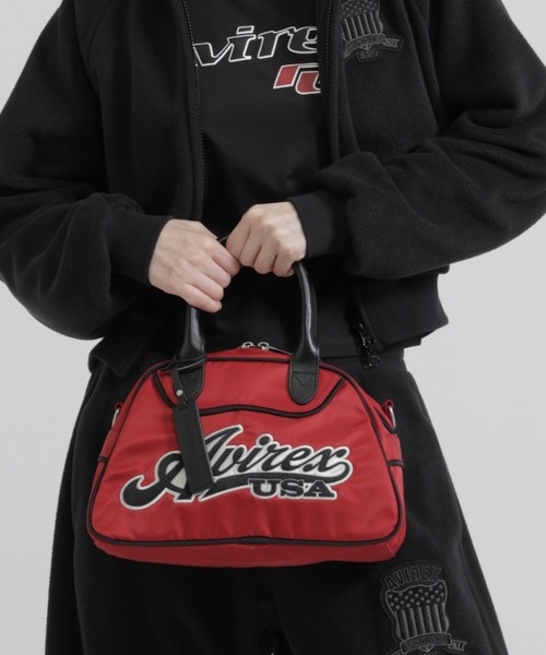 AVIREX(アヴィレックス)の「《WEB&DEPOT限定》LOGO MINI BOSTON BAG(ボストンバッグ・レディース・ブラック/ホワイト系その他/レッド・F)」の3枚目の写真