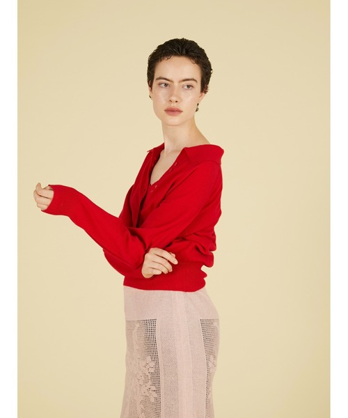 crinkle crinkle crinkle（クリンクルクリンクルクリンクル）の「スロウオフニットトップス / 【crinkle crinkle crinkle】 slow off knit top（ニット/セーター・レディース・グレー/レッド・FREE）」の15枚目の写真
