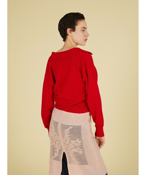 crinkle crinkle crinkle（クリンクルクリンクルクリンクル）の「スロウオフニットトップス / 【crinkle crinkle crinkle】 slow off knit top（ニット/セーター・レディース・グレー/レッド・FREE）」の14枚目の写真