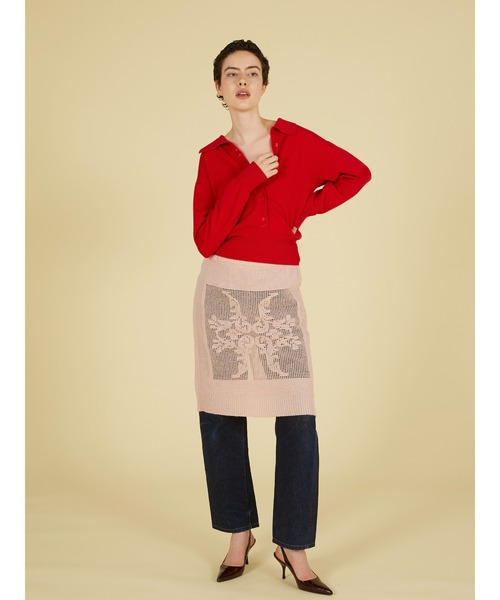 crinkle crinkle crinkle（クリンクルクリンクルクリンクル）の「スロウオフニットトップス / 【crinkle crinkle crinkle】 slow off knit top（ニット/セーター・レディース・グレー/レッド・FREE）」の12枚目の写真