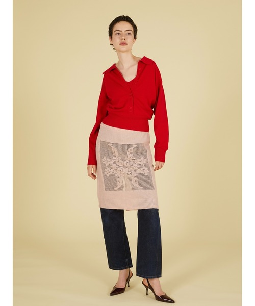 crinkle crinkle crinkle（クリンクルクリンクルクリンクル）の「スロウオフニットトップス / 【crinkle crinkle crinkle】 slow off knit top（ニット/セーター・レディース・グレー/レッド・FREE）」の10枚目の写真