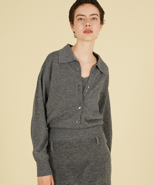 crinkle crinkle crinkle（クリンクルクリンクルクリンクル）の「スロウオフニットトップス / 【crinkle crinkle crinkle】 slow off knit top（ニット/セーター・レディース・グレー/レッド・FREE）」の9枚目の写真
