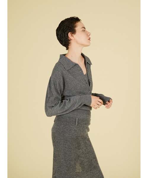 crinkle crinkle crinkle（クリンクルクリンクルクリンクル）の「スロウオフニットトップス / 【crinkle crinkle crinkle】 slow off knit top（ニット/セーター・レディース・グレー/レッド・FREE）」の7枚目の写真