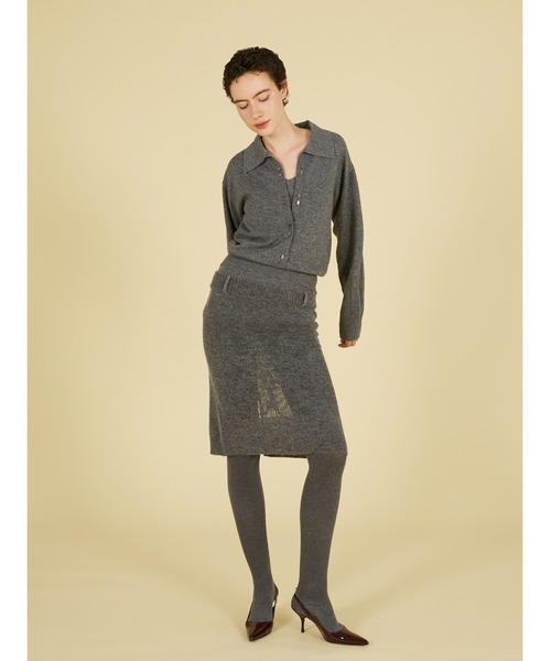 crinkle crinkle crinkle（クリンクルクリンクルクリンクル）の「スロウオフニットトップス / 【crinkle crinkle crinkle】 slow off knit top（ニット/セーター・レディース・グレー/レッド・FREE）」の6枚目の写真