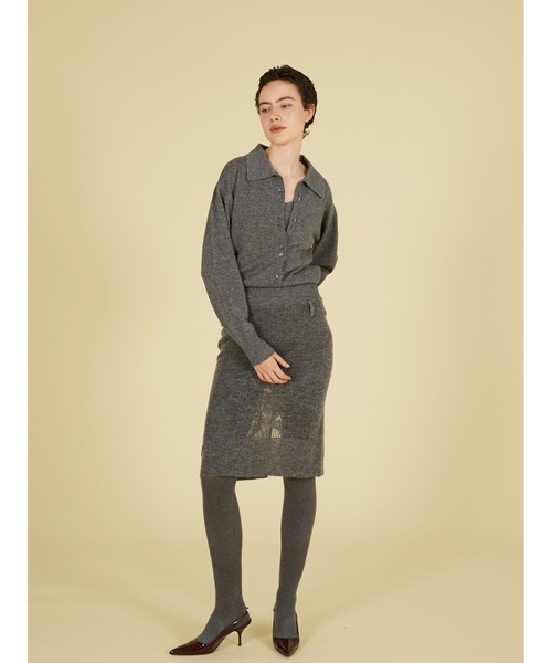 crinkle crinkle crinkle（クリンクルクリンクルクリンクル）の「スロウオフニットトップス / 【crinkle crinkle crinkle】 slow off knit top（ニット/セーター・レディース・グレー/レッド・FREE）」の5枚目の写真