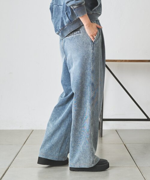BEARDSLEY(ビアズリー)の「デニム裏毛ドロストワイドパンツ【セットアップ】(その他パンツ・レディース・ブルー・FREE)」の21枚目の写真