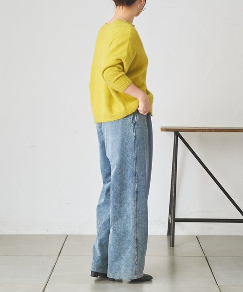 BEARDSLEY(ビアズリー)の「デニム裏毛ドロストワイドパンツ【セットアップ】(その他パンツ・レディース・ブルー・FREE)」の16枚目の写真
