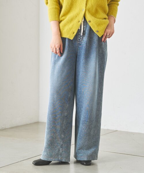 BEARDSLEY(ビアズリー)の「デニム裏毛ドロストワイドパンツ【セットアップ】(その他パンツ・レディース・ブルー・FREE)」の17枚目の写真