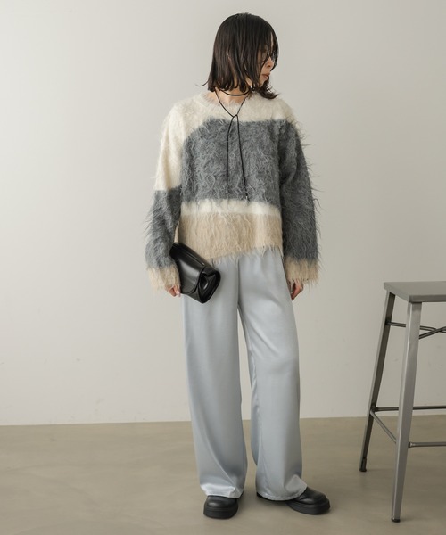 Bab(バブ)の「ウェーブ配色ケガキニットトップス(ニット/セーター・レディース・アイボリー/チャコールグレー/ブラウン・FREE)」の18枚目の写真