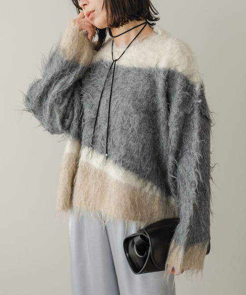 Bab(バブ)の「ウェーブ配色ケガキニットトップス(ニット/セーター・レディース・アイボリー/チャコールグレー/ブラウン・FREE)」の19枚目の写真