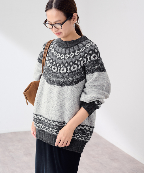 FRAMeWORK(フレームワーク)の「JANE SMITH/ジェーンスミス 5G NORDIC YOKE SWEATER(ニット/セーター・レディース・グレー・FREE)」の1枚目の写真