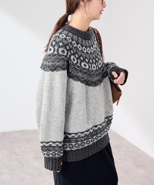 FRAMeWORK(フレームワーク)の「JANE SMITH/ジェーンスミス 5G NORDIC YOKE SWEATER(ニット/セーター・レディース・グレー・FREE)」の6枚目の写真