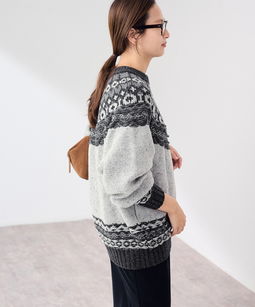 FRAMeWORK(フレームワーク)の「JANE SMITH/ジェーンスミス 5G NORDIC YOKE SWEATER(ニット/セーター・レディース・グレー・FREE)」の7枚目の写真