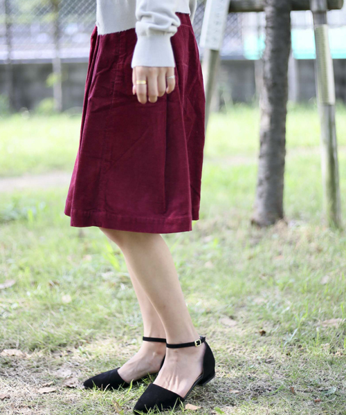 Denime（ドゥニーム）の「コーデュロイフレアスカート（スカート・レディース・ネイビー/ベージュ/ワイン・FREE）」の9枚目の写真