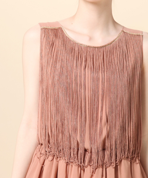 CORTES WORKS（コルテスワークス）の「フリンジワンピース（ワンピース・レディース・ブラック/ベージュ・38）」の9枚目の写真