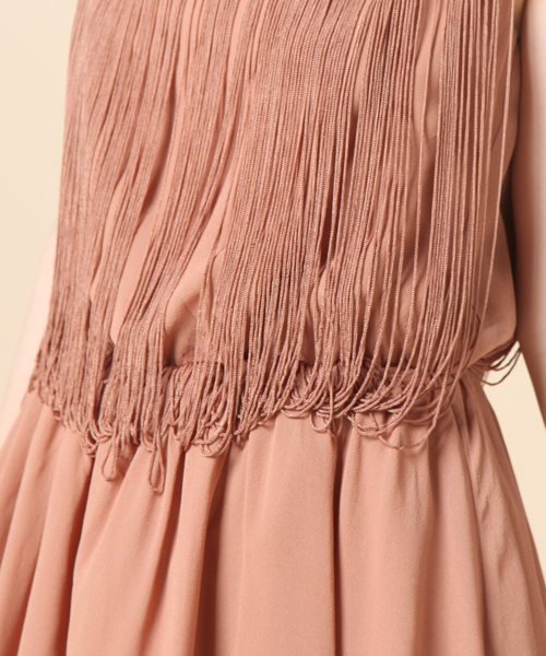 CORTES WORKS（コルテスワークス）の「フリンジワンピース（ワンピース・レディース・ブラック/ベージュ・38）」の5枚目の写真