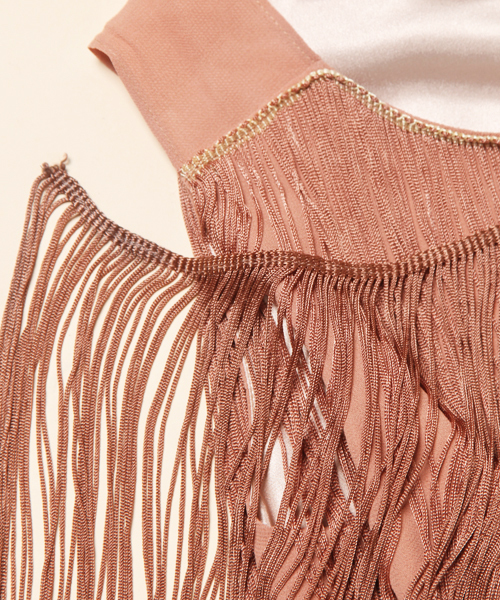 CORTES WORKS（コルテスワークス）の「フリンジワンピース（ワンピース・レディース・ブラック/ベージュ・38）」の7枚目の写真