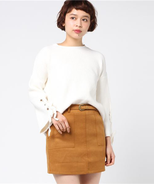 STYLEBLOCK(スタイルブロック)の「袖レースアップニット&スカートセット(ニット/セーター・レディース・ホワイト/ベージュ/レッド/オリーブ/ブラック/グレー・M/2XL/L/XL/S)」の17枚目の写真