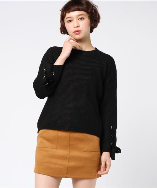 STYLEBLOCK(スタイルブロック)の「袖レースアップニット&スカートセット(ニット/セーター・レディース・ホワイト/ベージュ/レッド/オリーブ/ブラック/グレー・M/2XL/L/XL/S)」の18枚目の写真