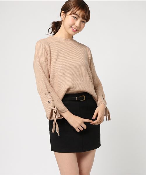 STYLEBLOCK(スタイルブロック)の「袖レースアップニット&スカートセット(ニット/セーター・レディース・ホワイト/ベージュ/レッド/オリーブ/ブラック/グレー・M/2XL/L/XL/S)」の19枚目の写真