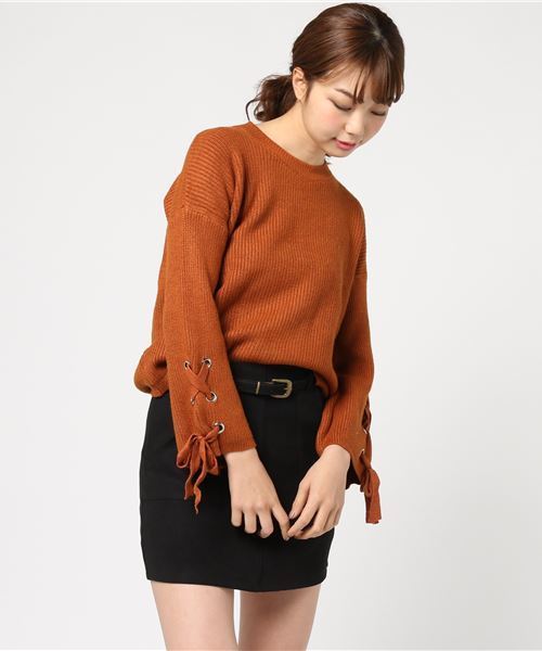 STYLEBLOCK(スタイルブロック)の「袖レースアップニット&スカートセット(ニット/セーター・レディース・ホワイト/ベージュ/レッド/オリーブ/ブラック/グレー・M/2XL/L/XL/S)」の21枚目の写真