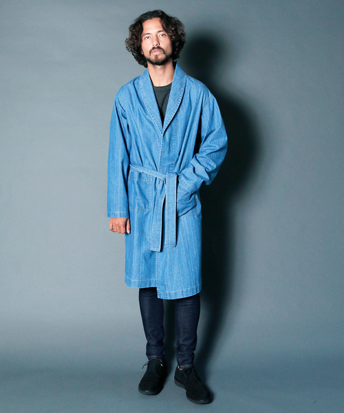 Magine(マージン)の「DENIM SHAWL COLLAR GOWN:デニムショールカラー ガウン(デニムジャケット・メンズ・ライトブルー/インディゴブルー・44/46/48)」の7枚目の写真